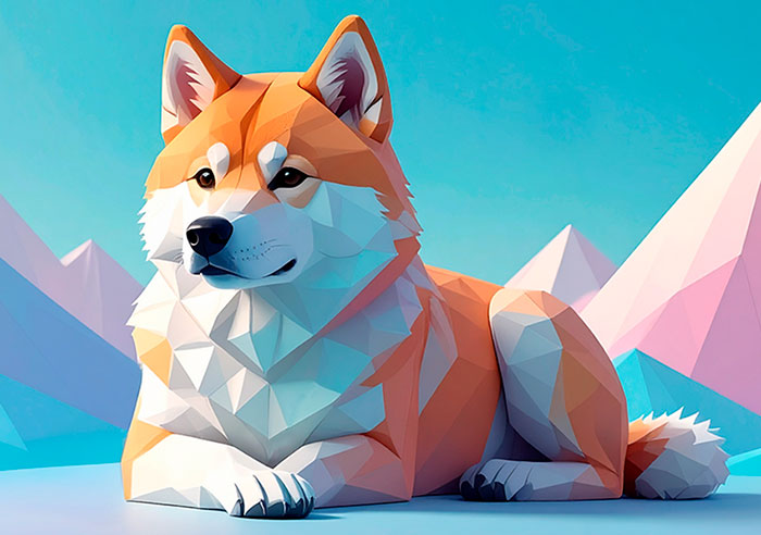 Beispiel für gute Illustrationen: Dreidimensionale Darstellung eines Hundes aus Papier.