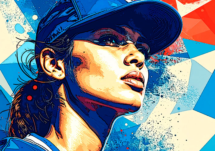 Beispiel für gute Illustrationen: Zweidimensionale Darstellung einer sportlichen Frau.