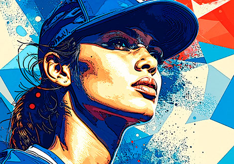 Beispiel für gute Illustrationen: Zweidimensionale Darstellung einer sportlichen Frau.