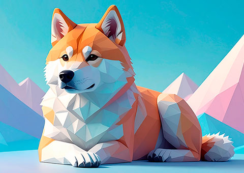 Beispiel für gute Illustrationen: Dreidimensionale Darstellung eines Hundes aus Papier.