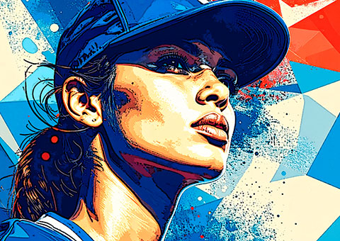 Beispiel für gute Illustrationen: Zweidimensionale Darstellung einer sportlichen Frau.