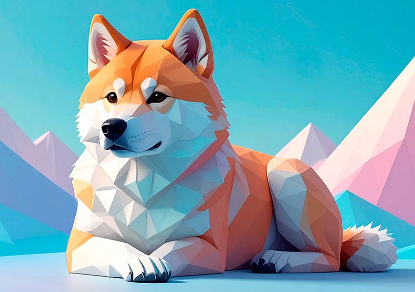 Beispiel für gute Illustrationen: Dreidimensionale Darstellung eines Hundes aus Papier.