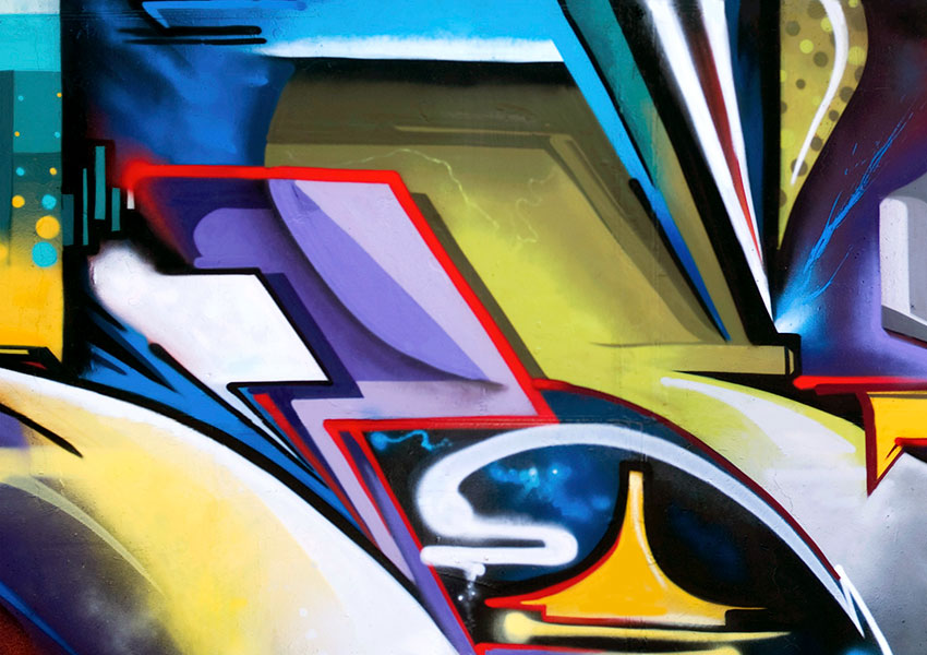 Beispiel Referenzen: Abstraktes Graffiti Wandbild, linke Seite.